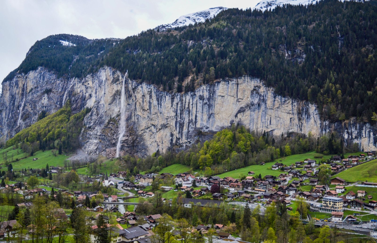 Overview city of Lauterbrunnen Switzerland
